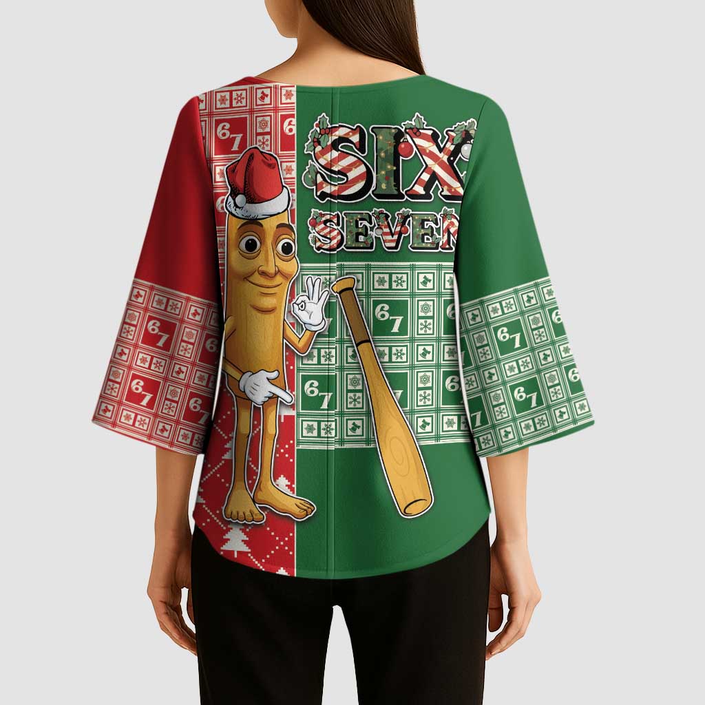 Six Seven Christmas Kimono Sleeve Blouse Funny Tung Tung Tung Sahur - Wonder Print Shop