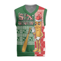 Six Seven Christmas Knitted V-Neck Vest Funny Tung Tung Tung Sahur - Wonder Print Shop