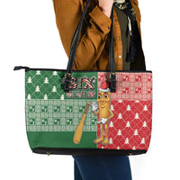 Six Seven Christmas Leather Tote Bag Funny Tung Tung Tung Sahur - Wonder Print Shop