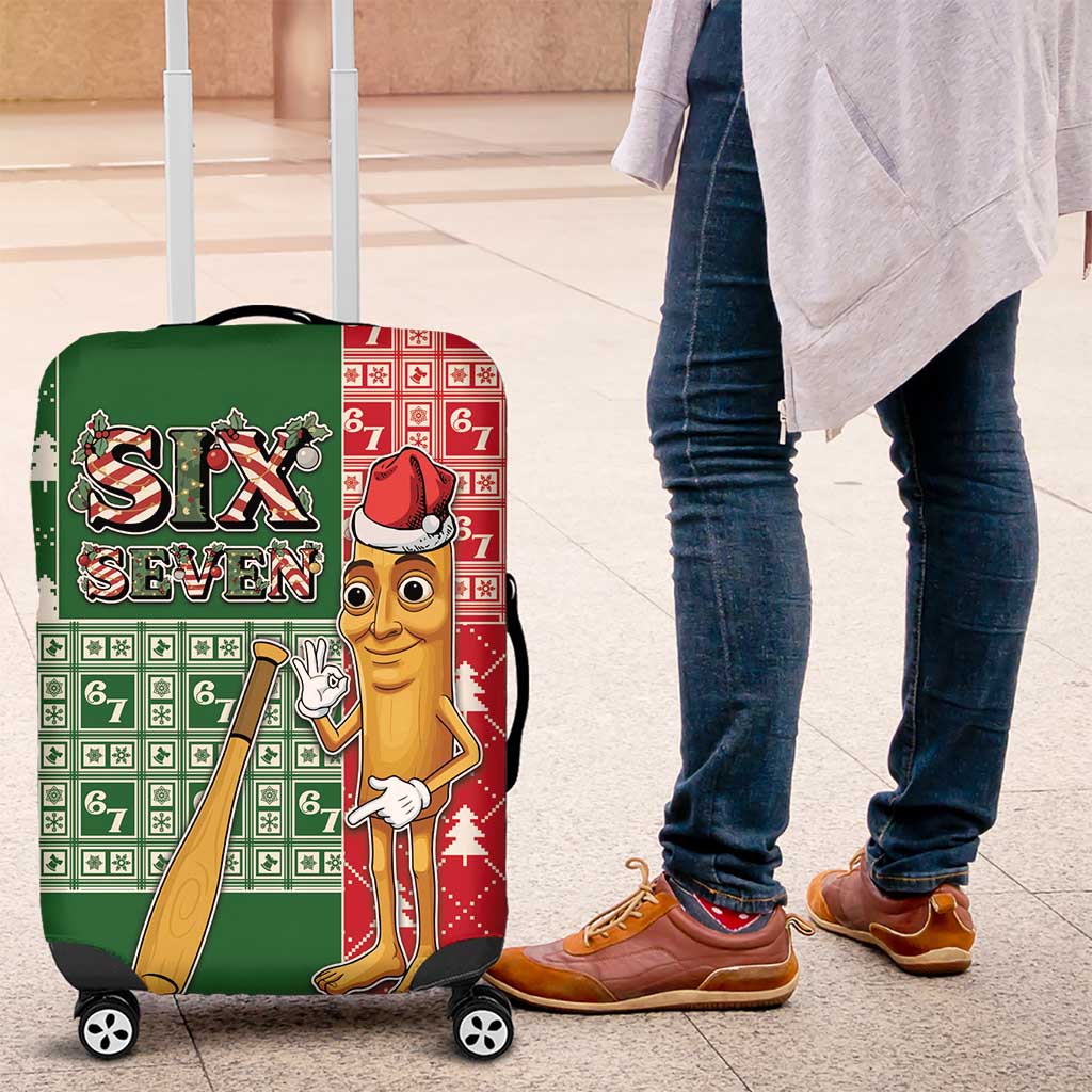 Six Seven Christmas Luggage Cover Funny Tung Tung Tung Sahur - Wonder Print Shop