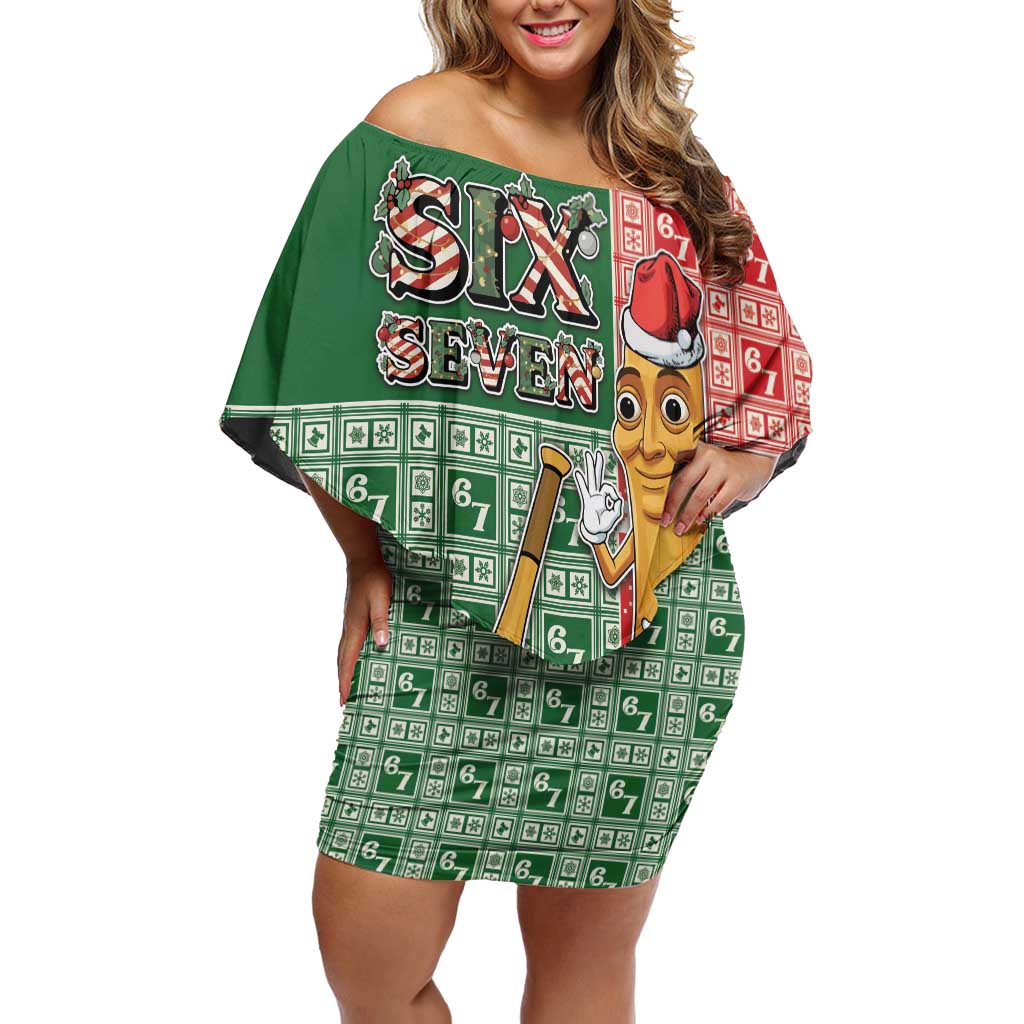 Six Seven Christmas Off Shoulder Short Dress Funny Tung Tung Tung Sahur - Wonder Print Shop