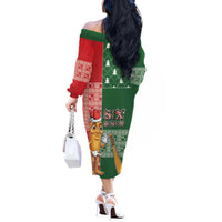 Six Seven Christmas Off The Shoulder Long Sleeve Dress Funny Tung Tung Tung Sahur - Wonder Print Shop