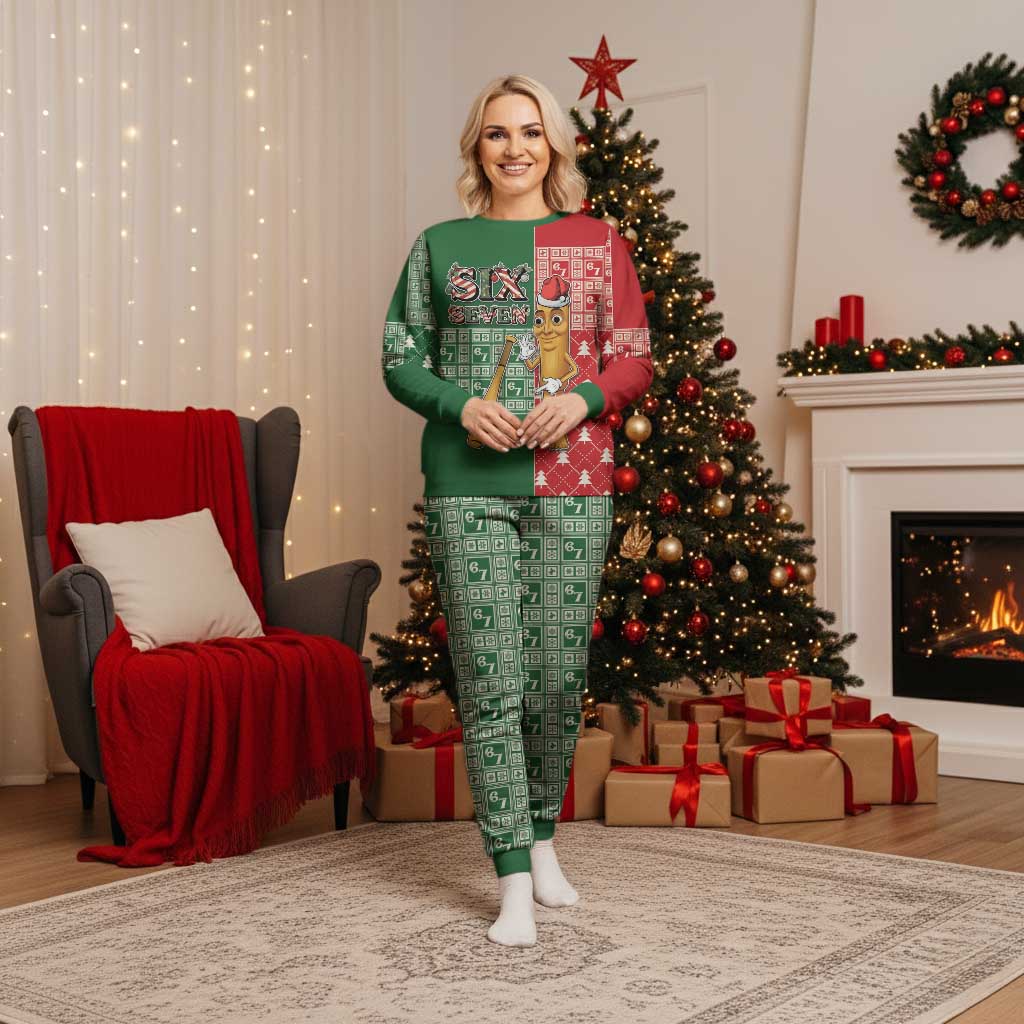 Six Seven Christmas Pajama Set Funny Tung Tung Tung Sahur - Wonder Print Shop
