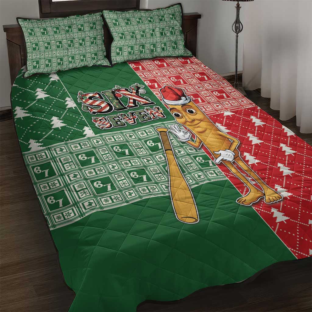 Six Seven Christmas Quilt Bed Set Funny Tung Tung Tung Sahur - Wonder Print Shop