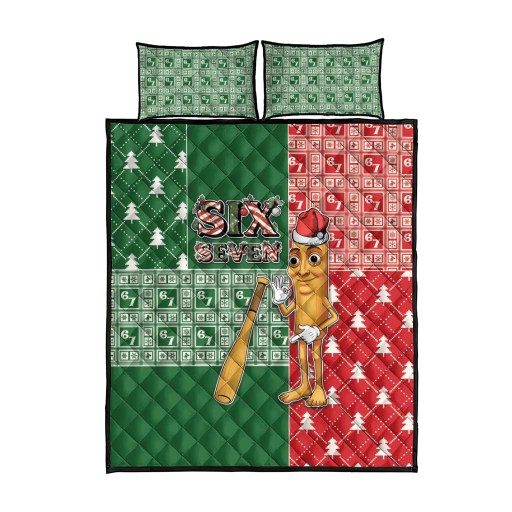 Six Seven Christmas Quilt Bed Set Funny Tung Tung Tung Sahur - Wonder Print Shop