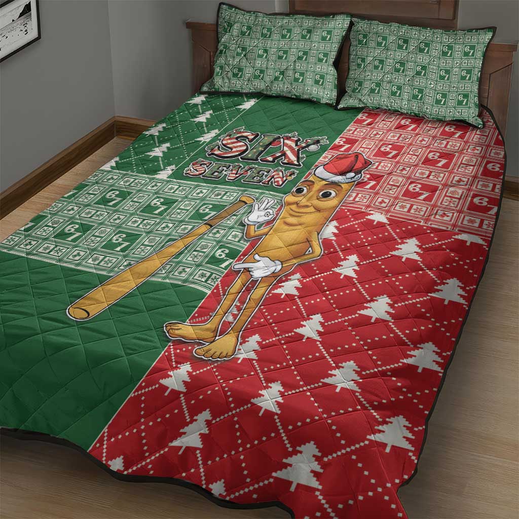 Six Seven Christmas Quilt Bed Set Funny Tung Tung Tung Sahur - Wonder Print Shop