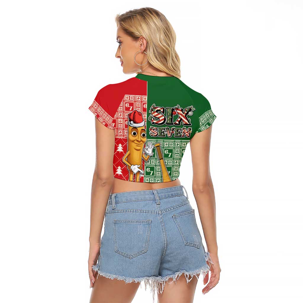 Six Seven Christmas Raglan Cropped T Shirt Funny Tung Tung Tung Sahur - Wonder Print Shop