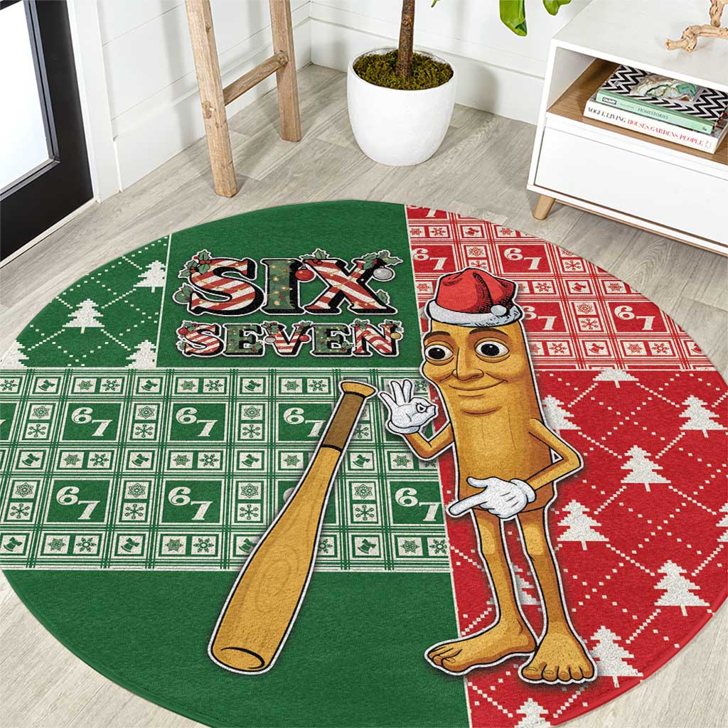 Six Seven Christmas Round Carpet Funny Tung Tung Tung Sahur - Wonder Print Shop