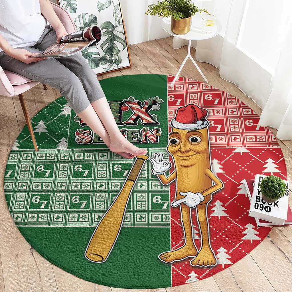 Six Seven Christmas Round Carpet Funny Tung Tung Tung Sahur - Wonder Print Shop