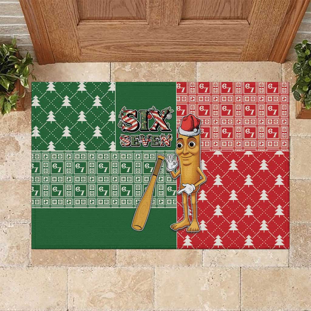Six Seven Christmas Rubber Doormat Funny Tung Tung Tung Sahur - Wonder Print Shop