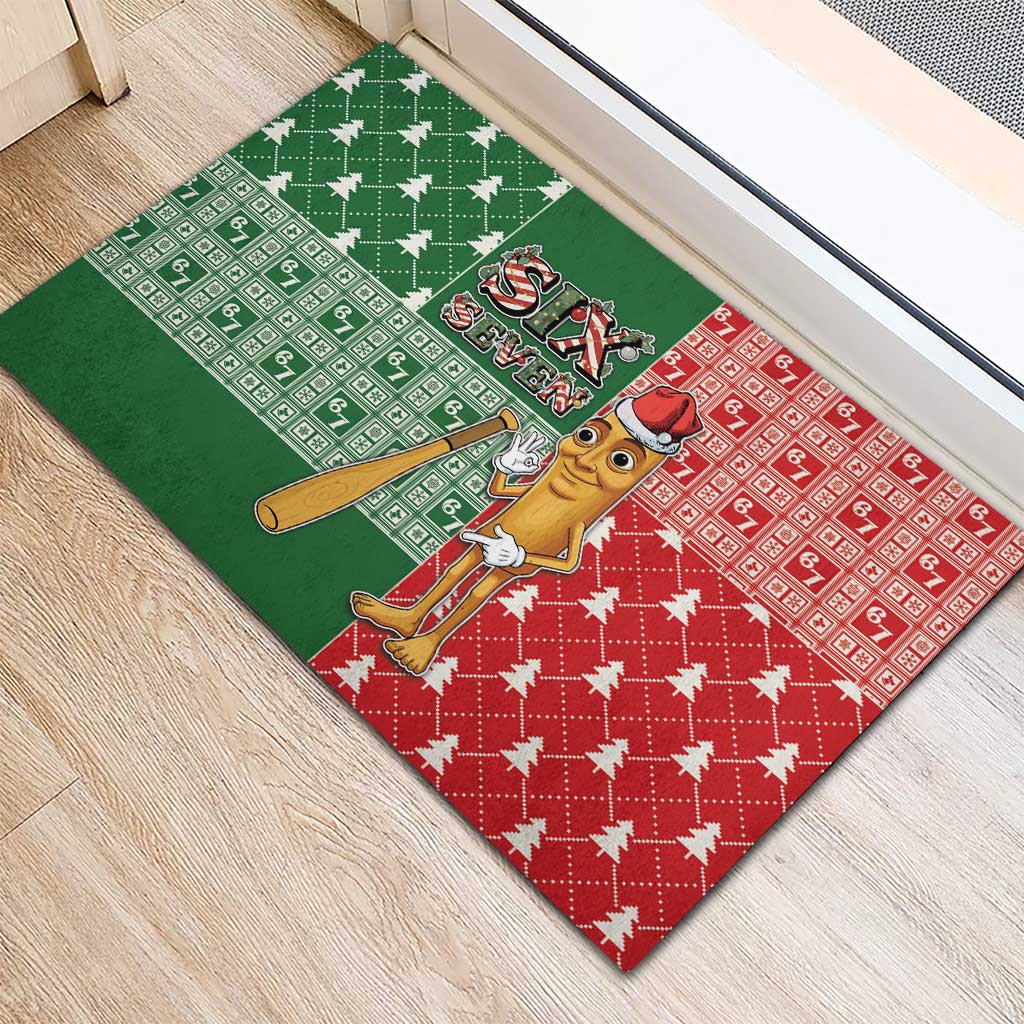 Six Seven Christmas Rubber Doormat Funny Tung Tung Tung Sahur - Wonder Print Shop
