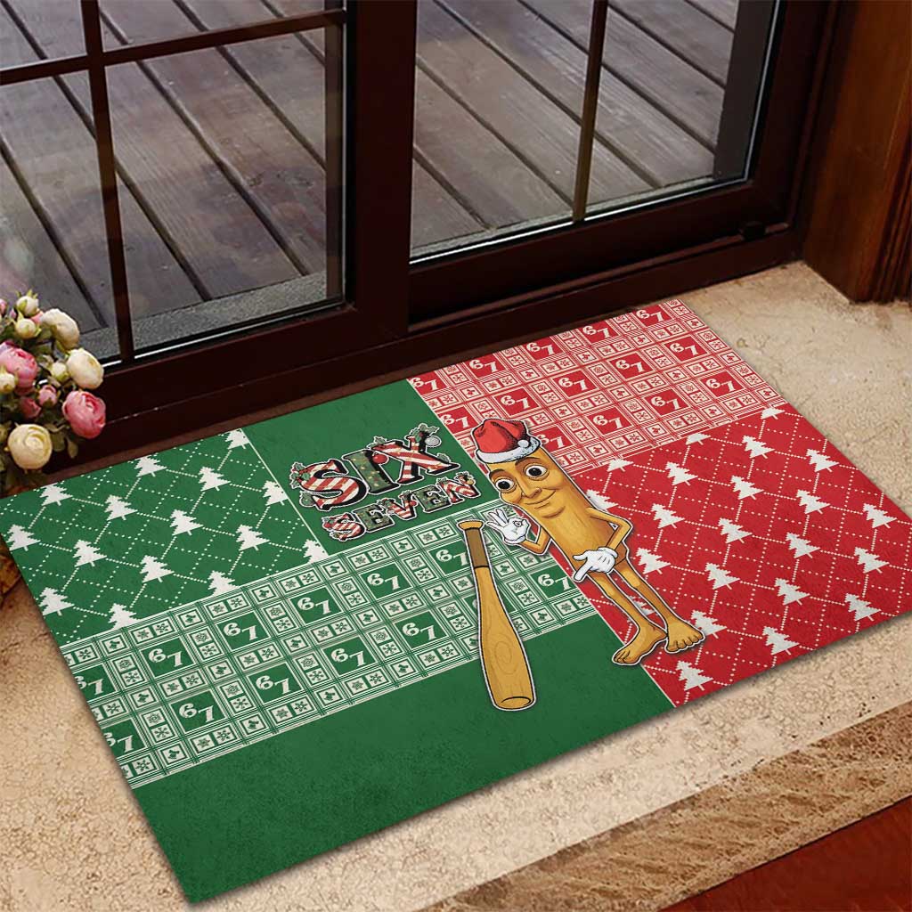Six Seven Christmas Rubber Doormat Funny Tung Tung Tung Sahur - Wonder Print Shop