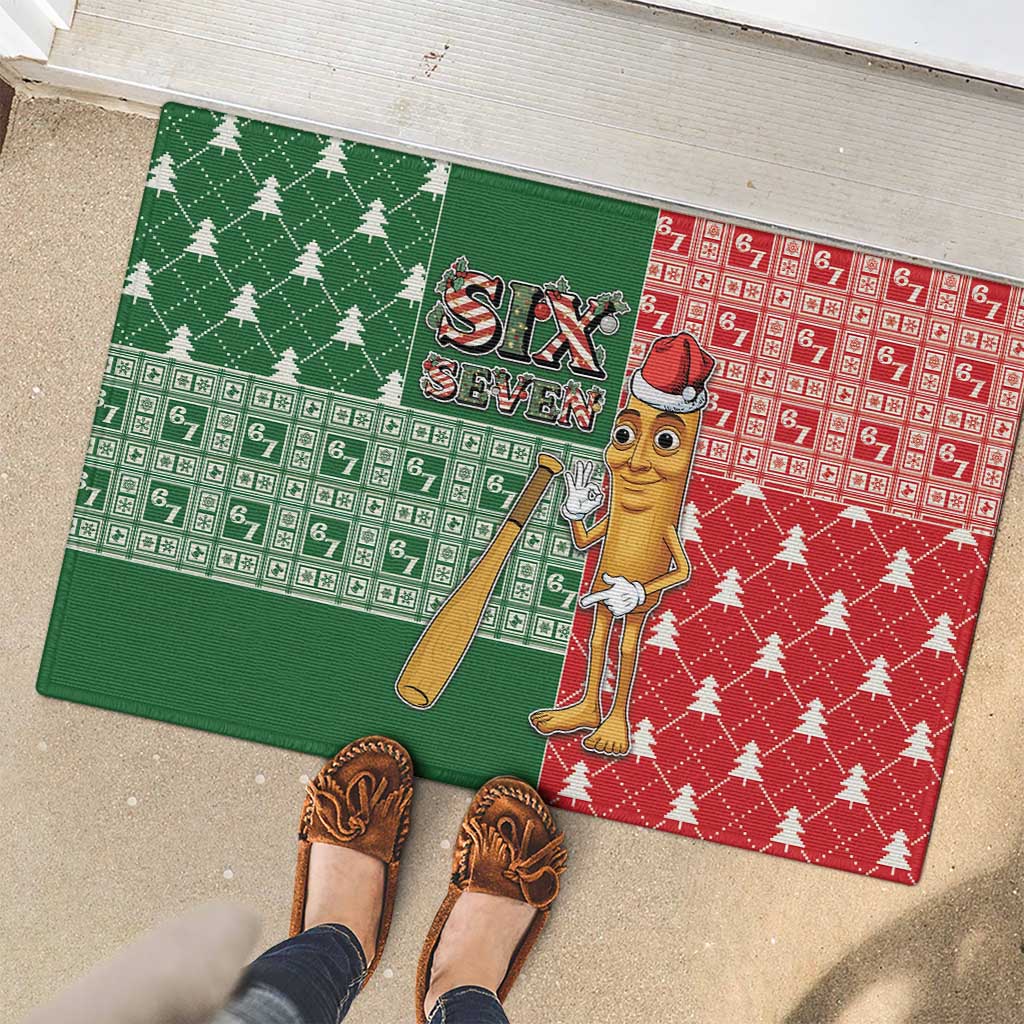 Six Seven Christmas Rubber Doormat Funny Tung Tung Tung Sahur - Wonder Print Shop