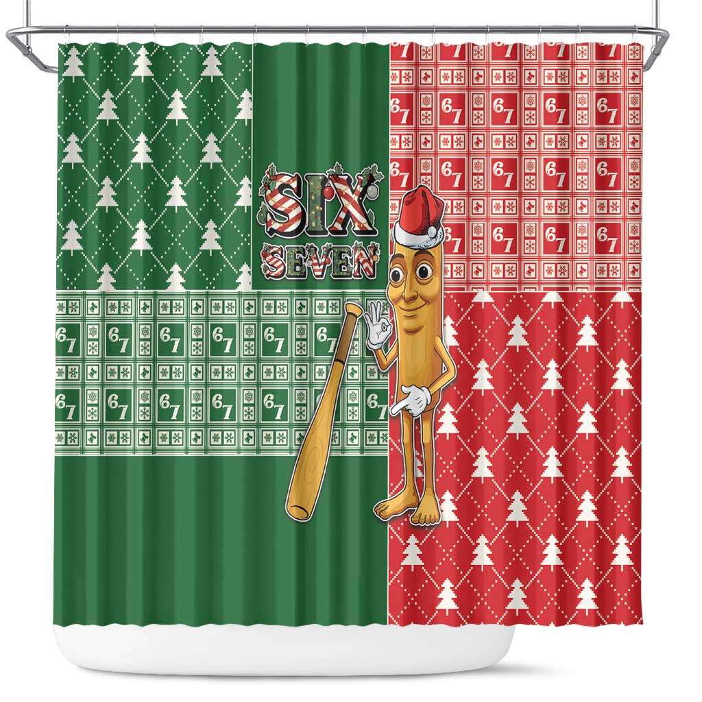 Six Seven Christmas Shower Curtain Funny Tung Tung Tung Sahur - Wonder Print Shop