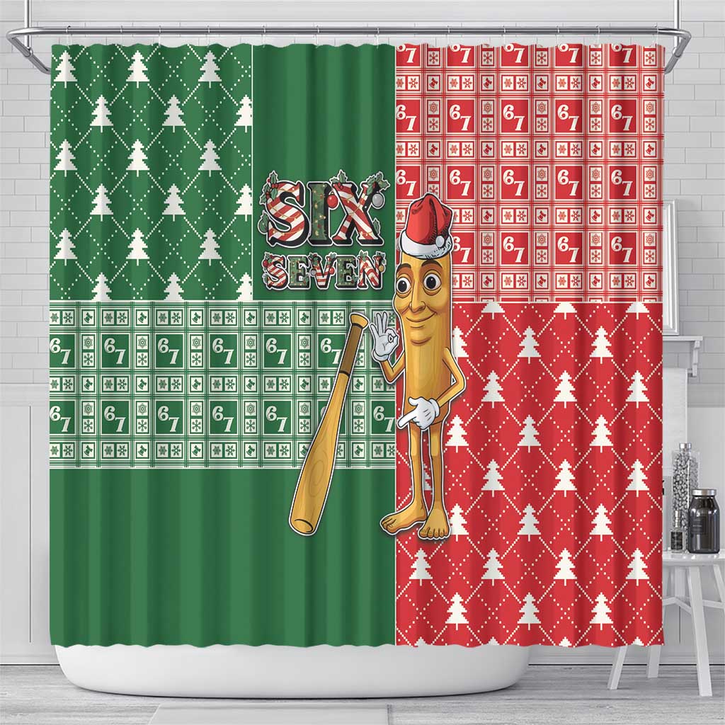 Six Seven Christmas Shower Curtain Funny Tung Tung Tung Sahur - Wonder Print Shop