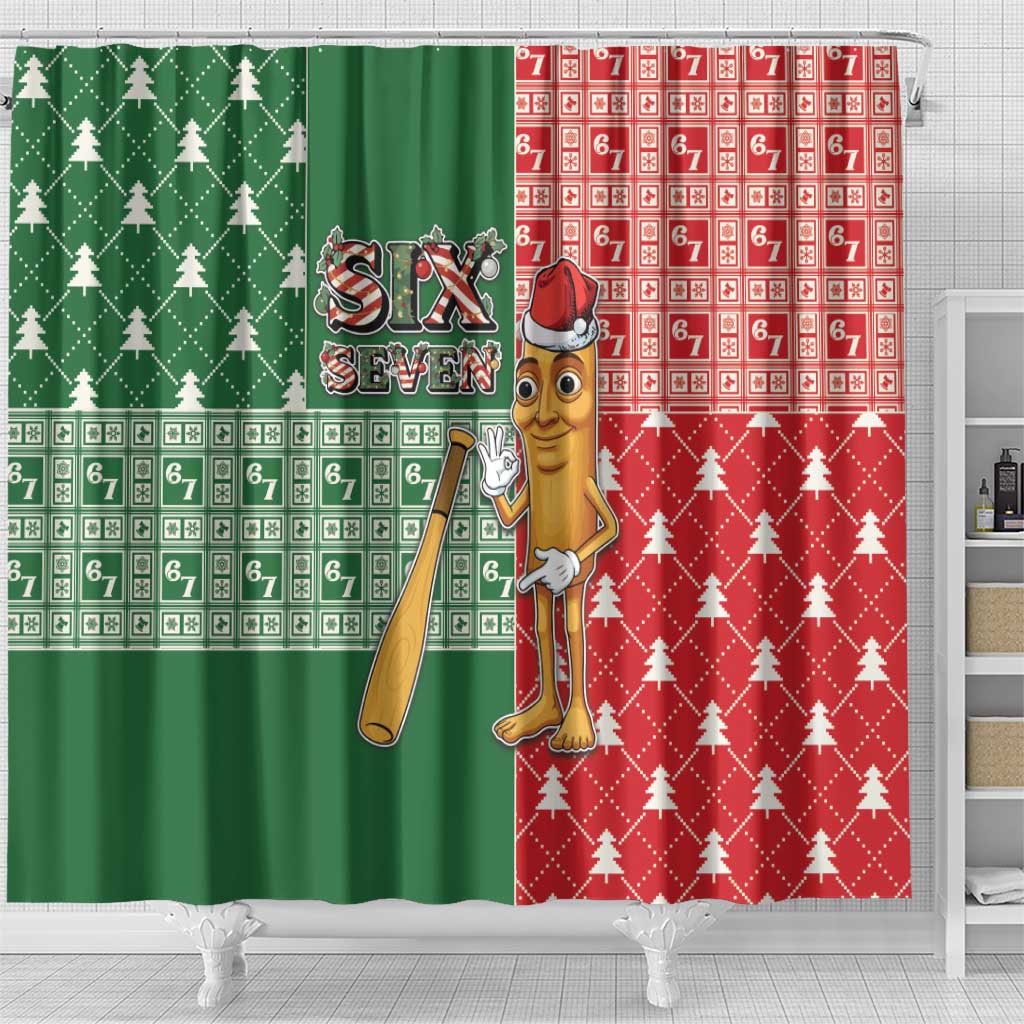 Six Seven Christmas Shower Curtain Funny Tung Tung Tung Sahur - Wonder Print Shop