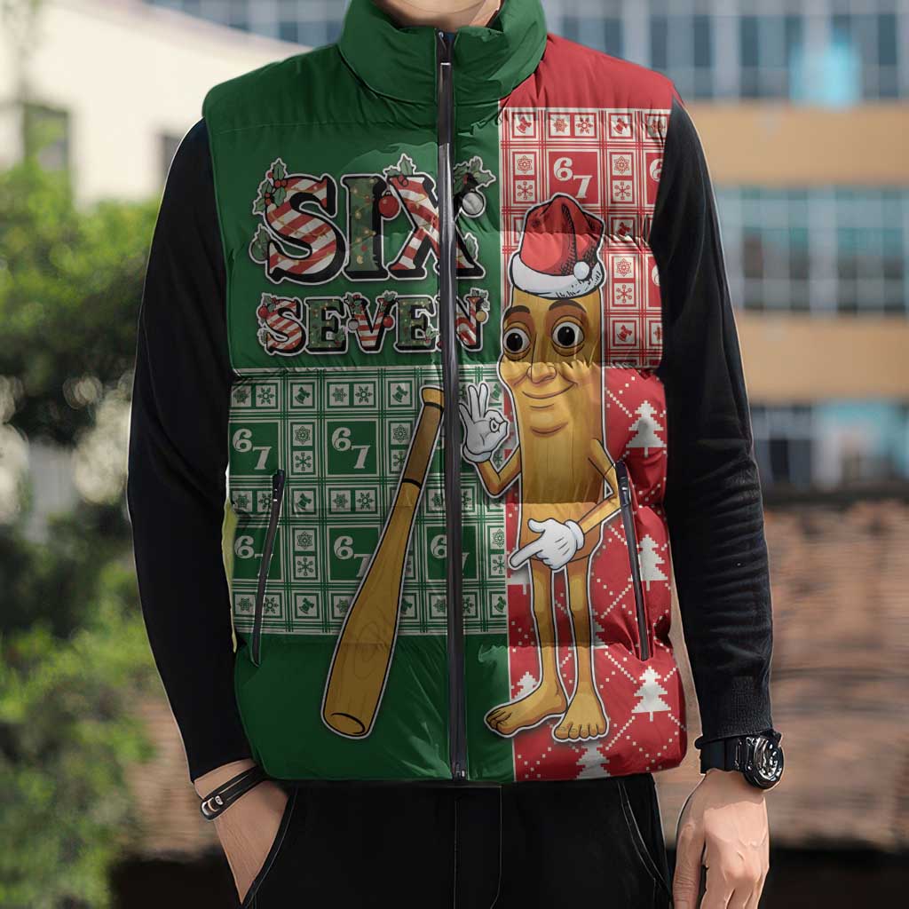 Six Seven Christmas Sleeveless Puffer Jacket Funny Tung Tung Tung Sahur - Wonder Print Shop