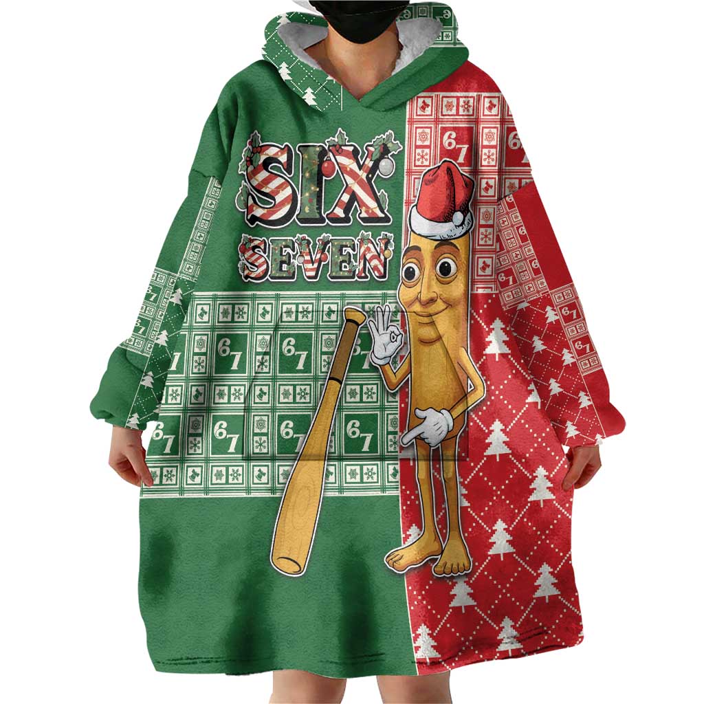 Six Seven Christmas Wearable Blanket Hoodie Funny Tung Tung Tung Sahur - Wonder Print Shop