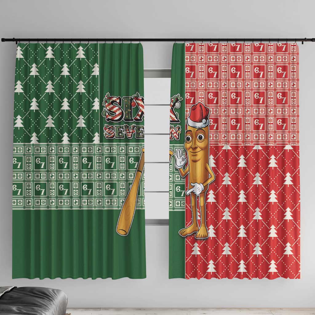 Six Seven Christmas Window Curtain Funny Tung Tung Tung Sahur - Wonder Print Shop