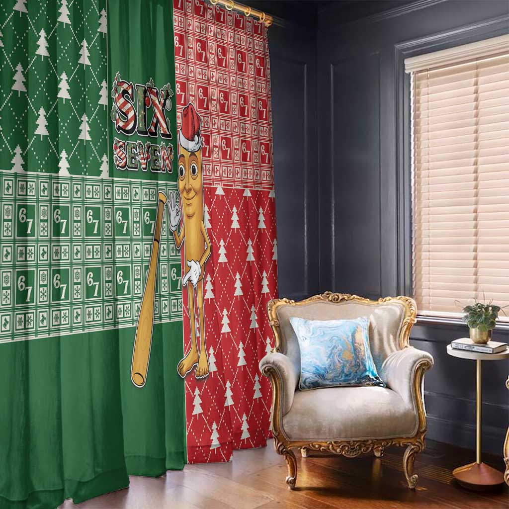 Six Seven Christmas Window Curtain Funny Tung Tung Tung Sahur - Wonder Print Shop