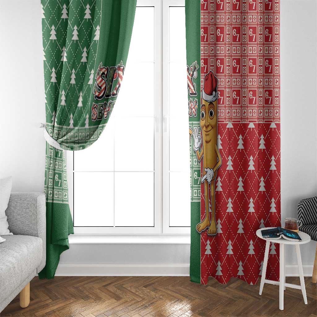 Six Seven Christmas Window Curtain Funny Tung Tung Tung Sahur - Wonder Print Shop