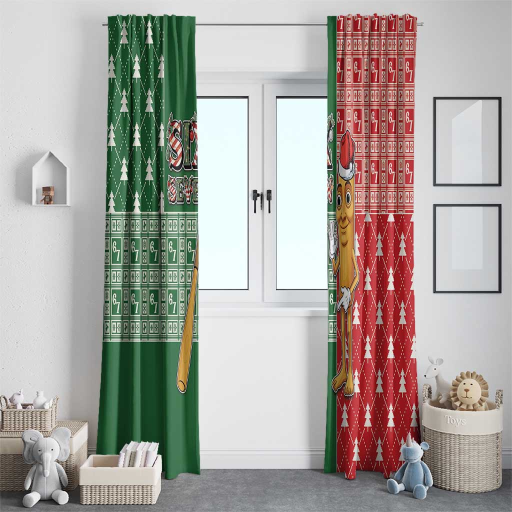 Six Seven Christmas Window Curtain Funny Tung Tung Tung Sahur - Wonder Print Shop