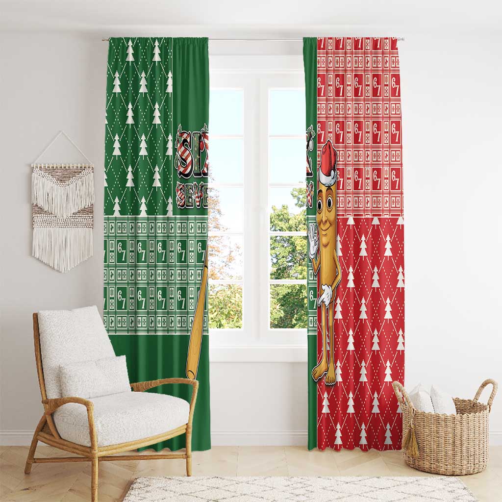 Six Seven Christmas Window Curtain Funny Tung Tung Tung Sahur - Wonder Print Shop