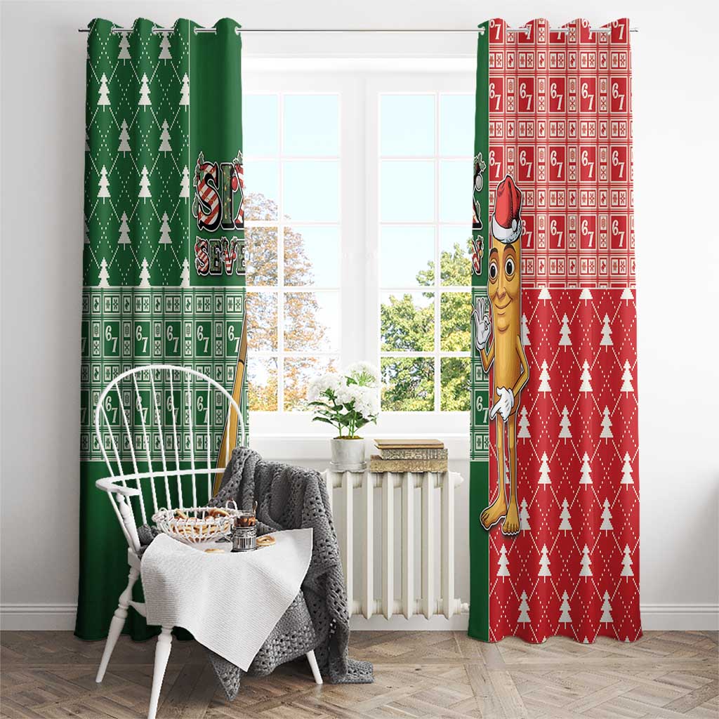 Six Seven Christmas Window Curtain Funny Tung Tung Tung Sahur - Wonder Print Shop