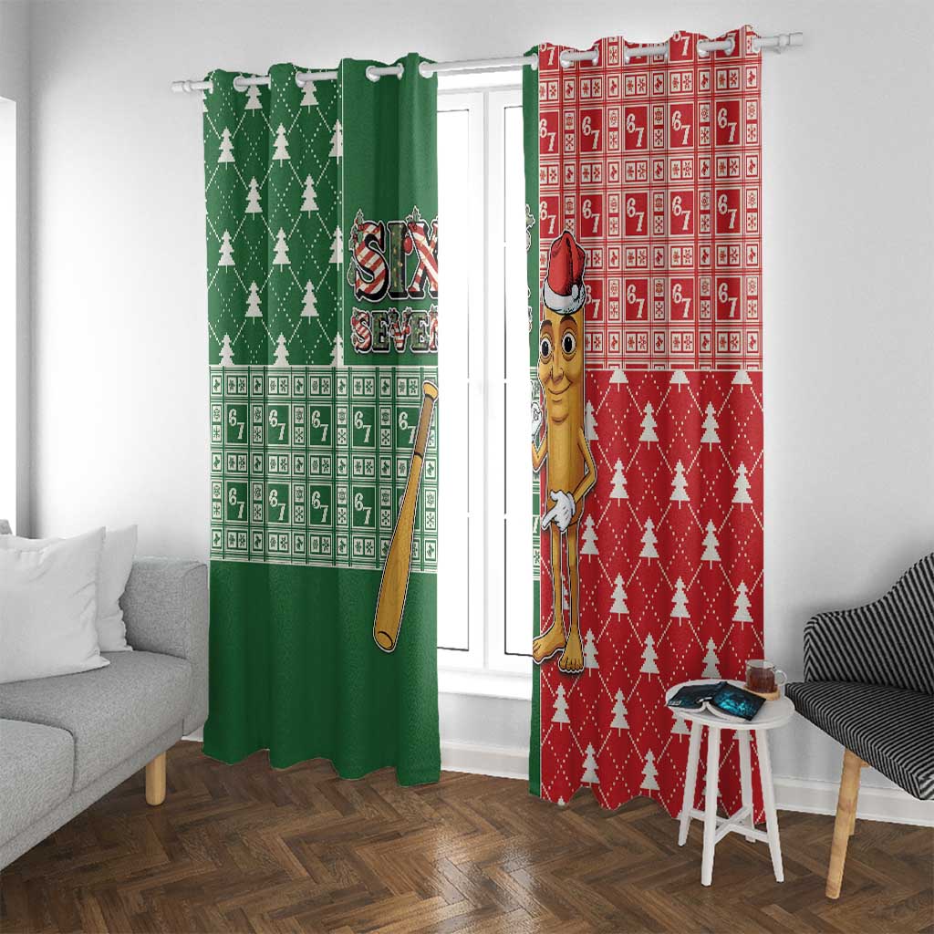 Six Seven Christmas Window Curtain Funny Tung Tung Tung Sahur - Wonder Print Shop