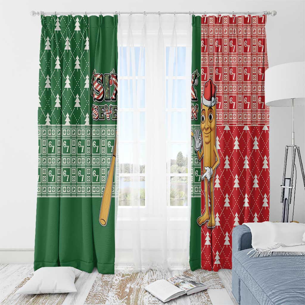 Six Seven Christmas Window Curtain Funny Tung Tung Tung Sahur - Wonder Print Shop