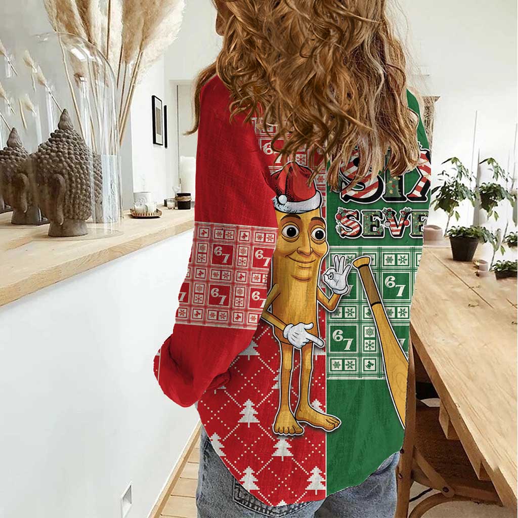 Six Seven Christmas Women Casual Shirt Funny Tung Tung Tung Sahur - Wonder Print Shop