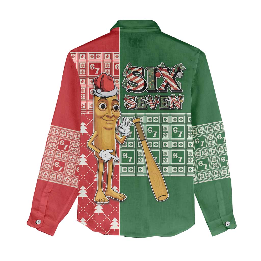 Six Seven Christmas Women Casual Shirt Funny Tung Tung Tung Sahur - Wonder Print Shop