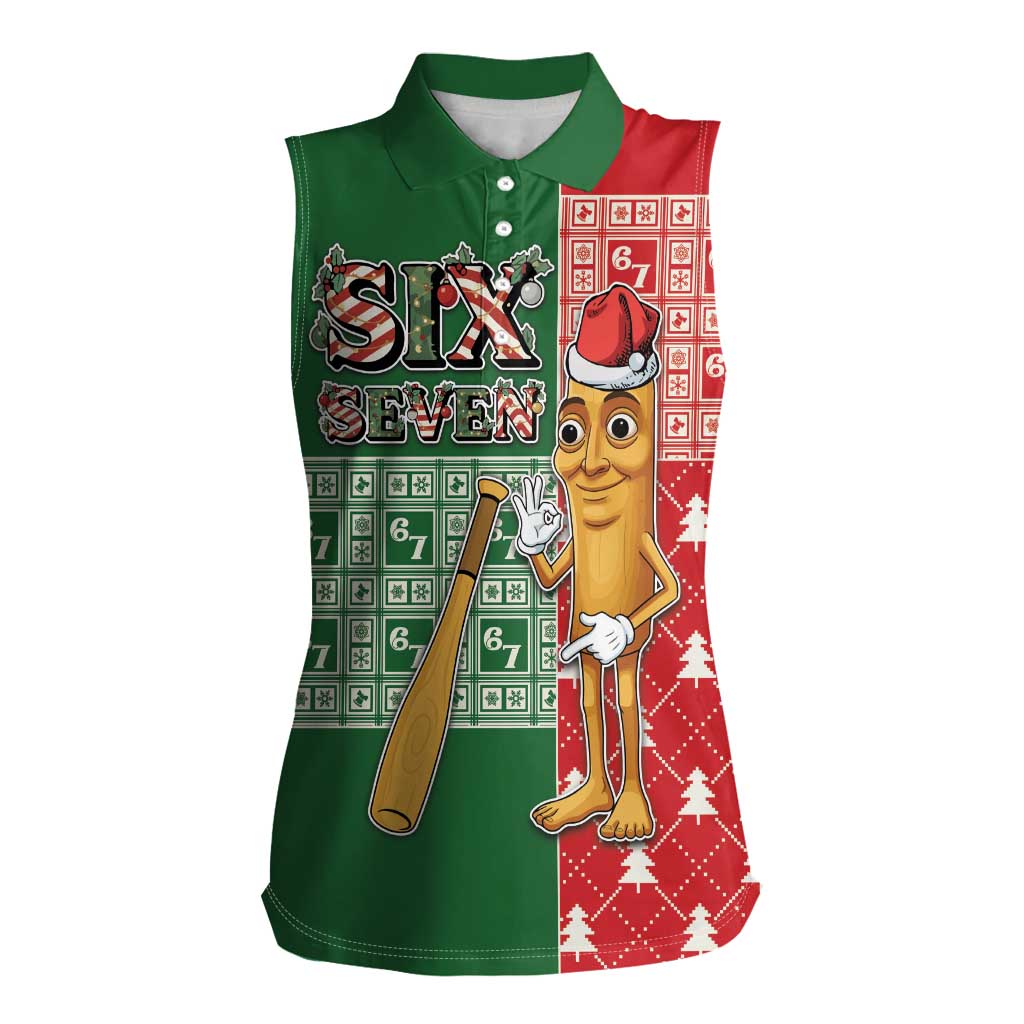 Six Seven Christmas Women Sleeveless Polo Shirt Funny Tung Tung Tung Sahur - Wonder Print Shop