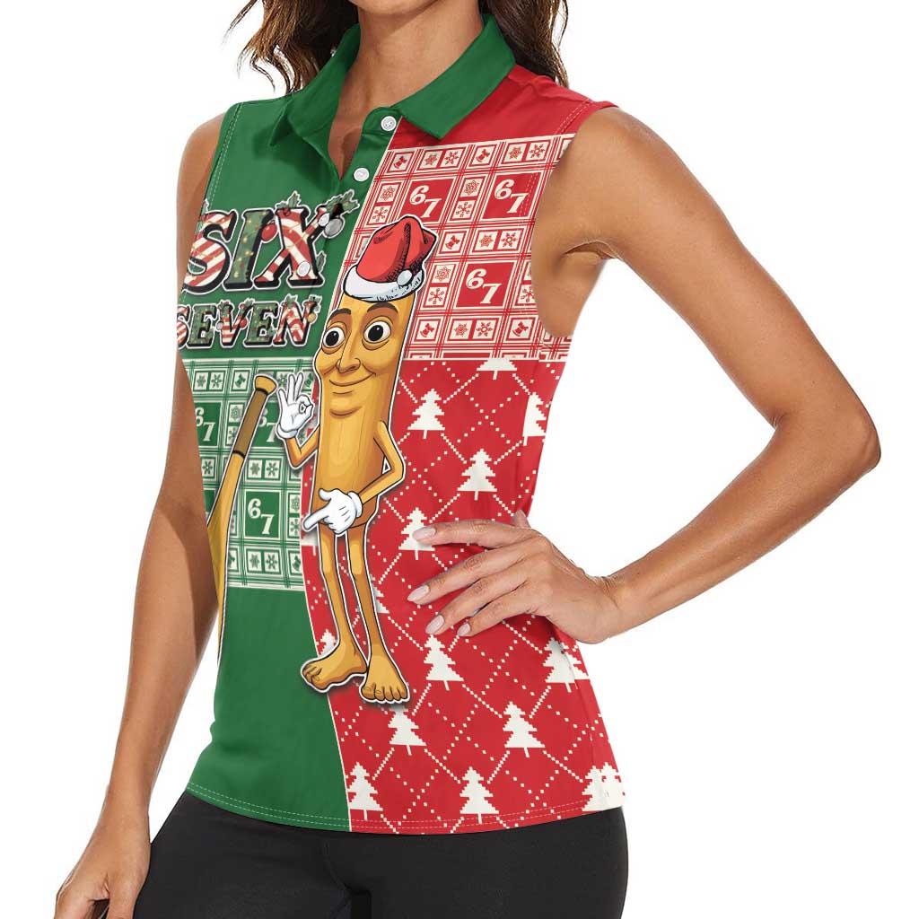 Six Seven Christmas Women Sleeveless Polo Shirt Funny Tung Tung Tung Sahur - Wonder Print Shop