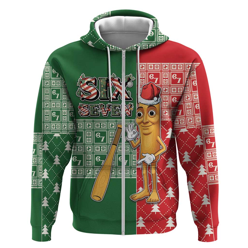 Six Seven Christmas Zip Hoodie Funny Tung Tung Tung Sahur - Wonder Print Shop
