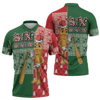 Six Seven Christmas Zipper Polo Shirt Funny Tung Tung Tung Sahur - Wonder Print Shop