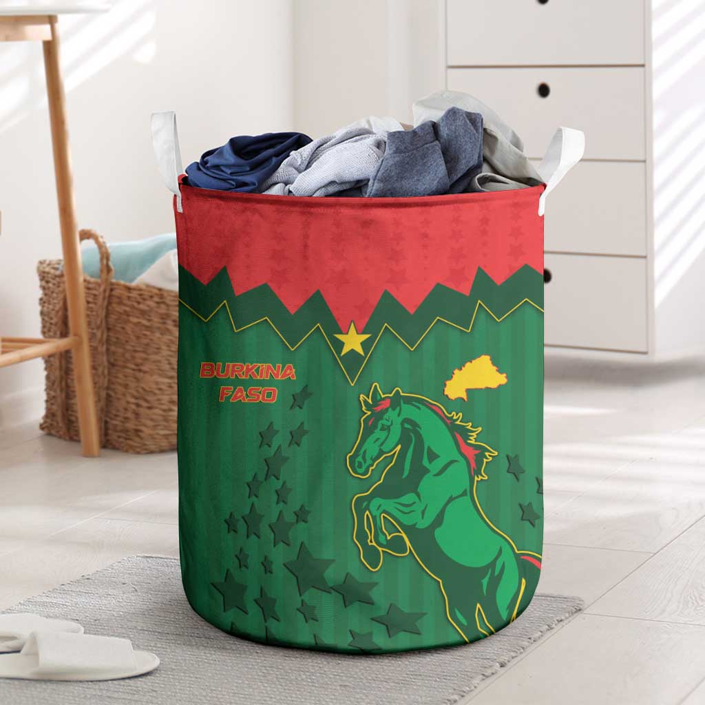 Football Burkina Faso Laundry Basket Rising Star And Horse Sport Style - Wonder Print Shop
