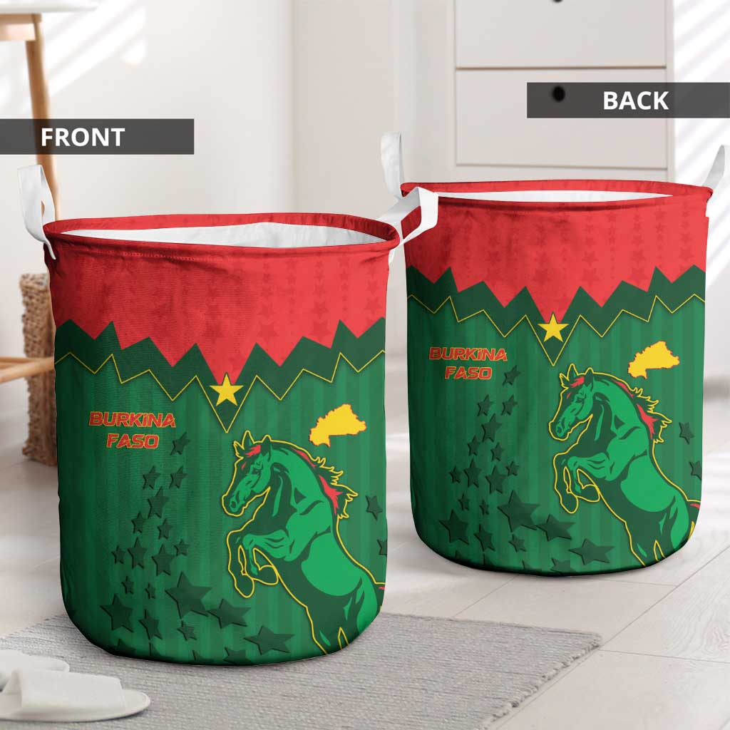 Football Burkina Faso Laundry Basket Rising Star And Horse Sport Style - Wonder Print Shop
