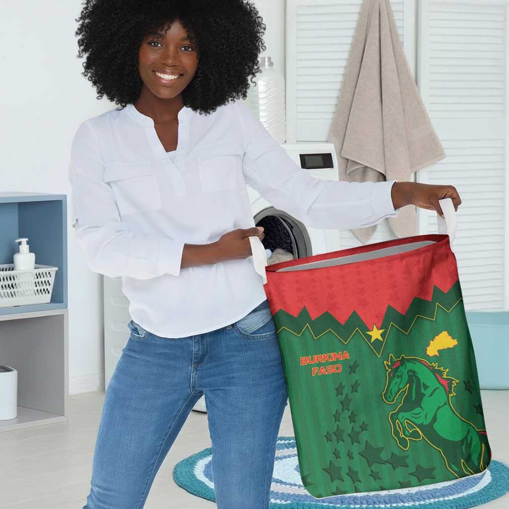 Football Burkina Faso Laundry Basket Rising Star And Horse Sport Style - Wonder Print Shop