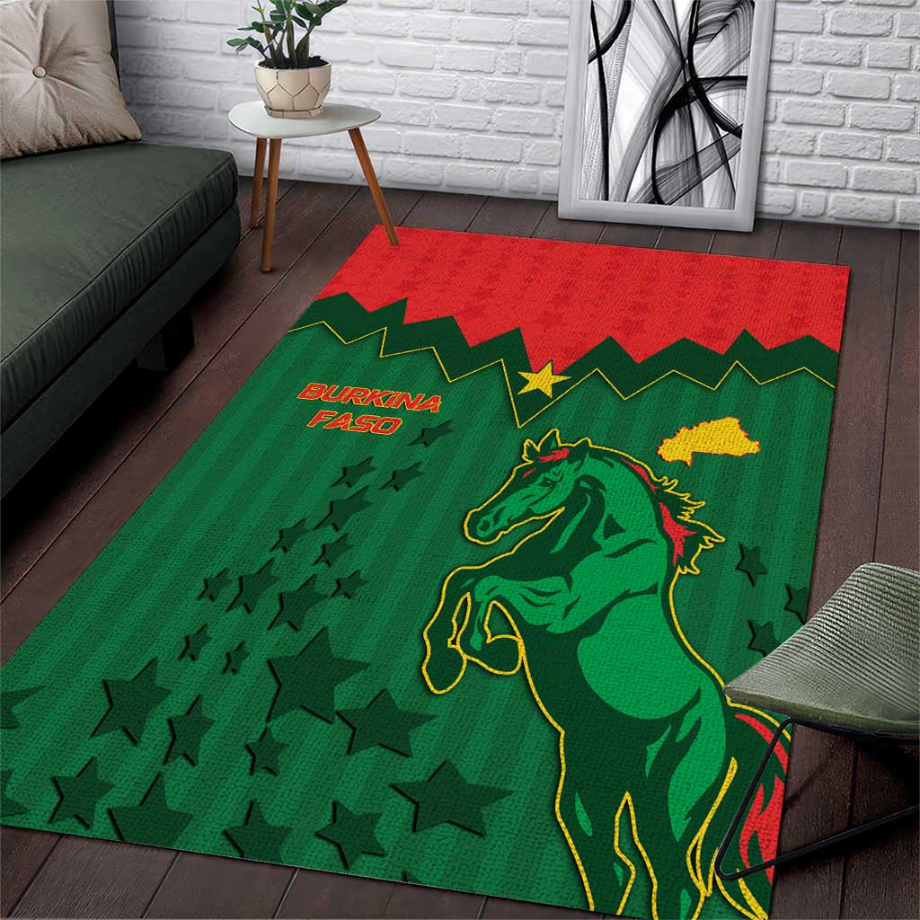 Football Burkina Faso Area Rug Rising Star And Horse Sport Style - Wonder Print Shop