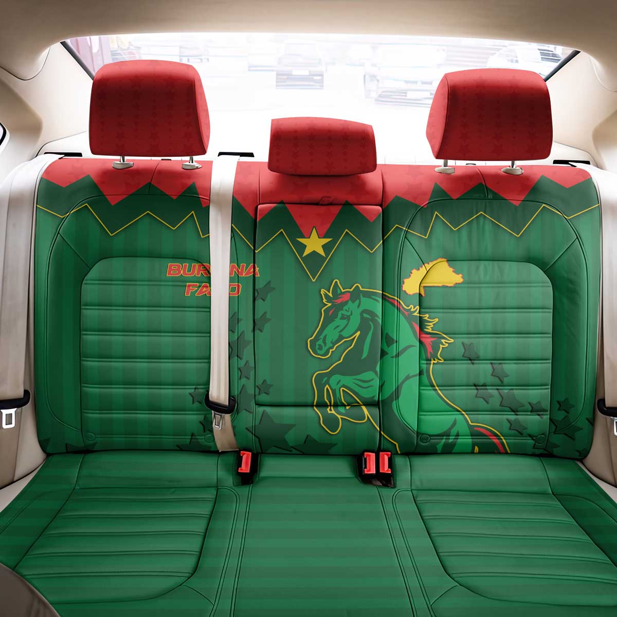 Football Burkina Faso Back Car Seat Cover Rising Star And Horse Sport Style - Wonder Print Shop