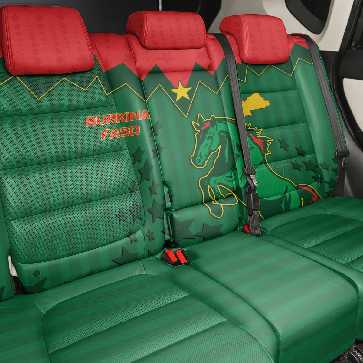 Football Burkina Faso Back Car Seat Cover Rising Star And Horse Sport Style - Wonder Print Shop