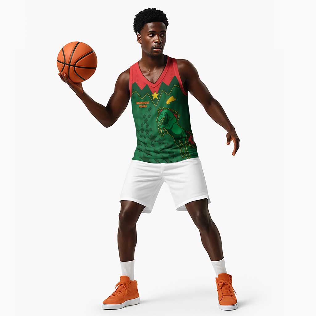 Custom Football Burkina Faso Basketball Jersey Rising Star And Horse Sport Style - Wonder Print Shop
