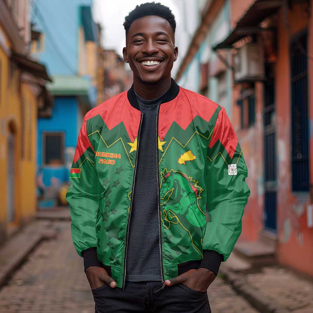 Custom Football Burkina Faso Bomber Jacket Rising Star And Horse Sport Style - Wonder Print Shop