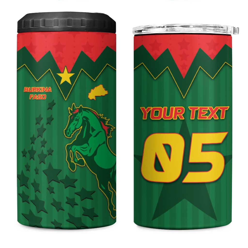 Custom Football Burkina Faso 4 in 1 Can Cooler Tumbler Rising Star And Horse Sport Style - Wonder Print Shop