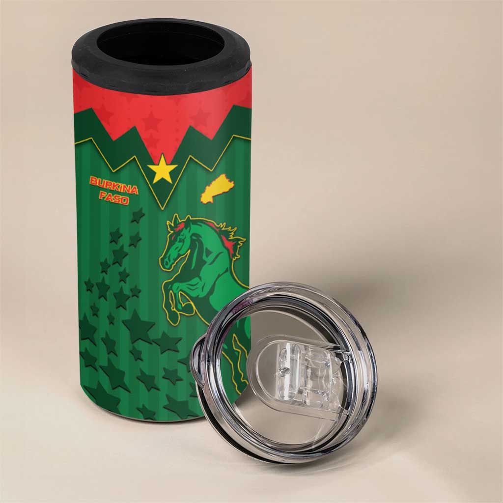 Custom Football Burkina Faso 4 in 1 Can Cooler Tumbler Rising Star And Horse Sport Style - Wonder Print Shop