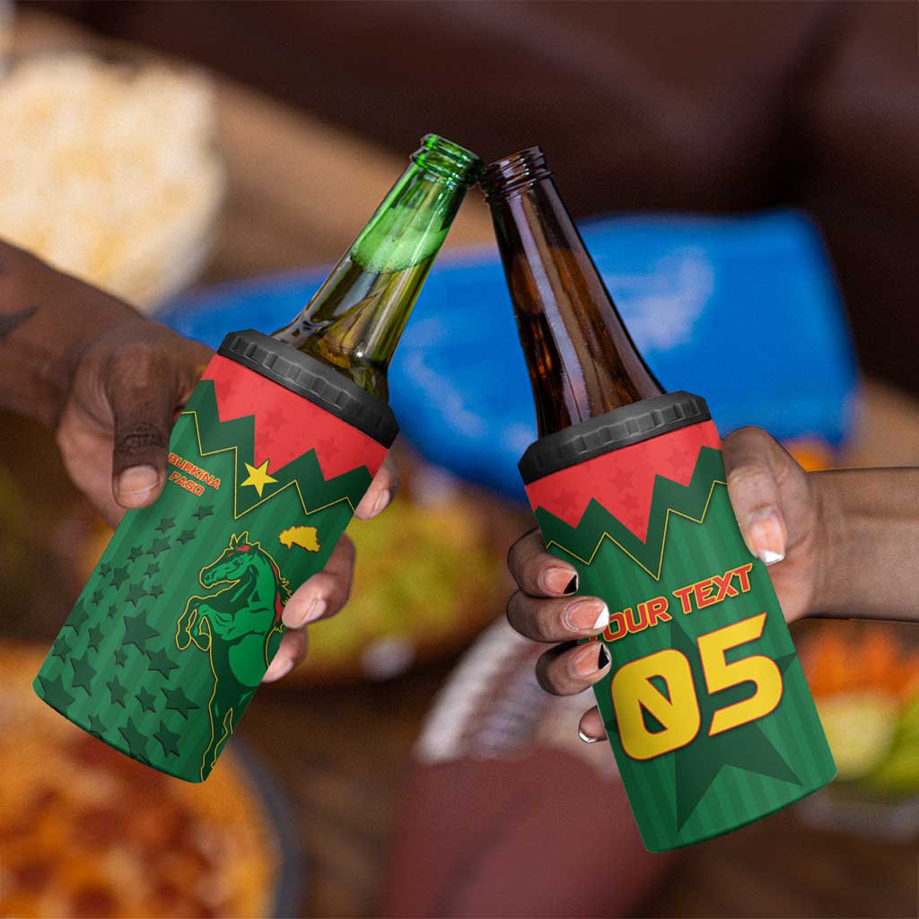Custom Football Burkina Faso 4 in 1 Can Cooler Tumbler Rising Star And Horse Sport Style - Wonder Print Shop