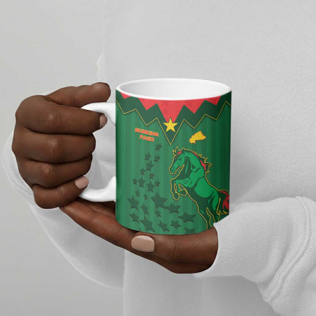 Custom Football Burkina Faso Ceramic Mug Rising Star And Horse Sport Style - Wonder Print Shop