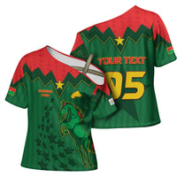 Custom Football Burkina Faso Cross Shoulder Shirt Rising Star And Horse Sport Style - Wonder Print Shop