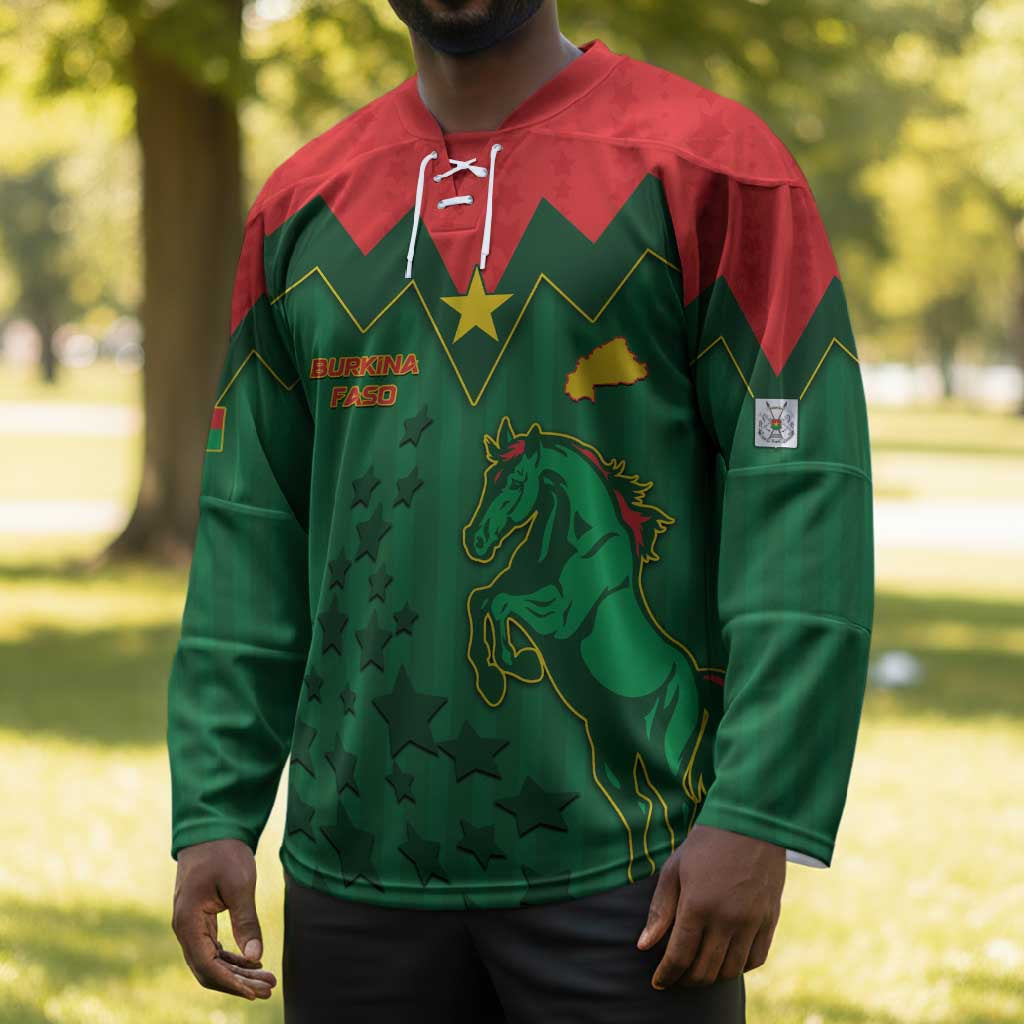 Custom Football Burkina Faso Hockey Jersey Rising Star And Horse Sport Style - Wonder Print Shop